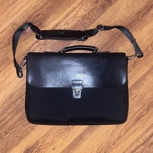 Tumi Townhouse 24230D Broadley Document Black/Brown Leather Briefcase